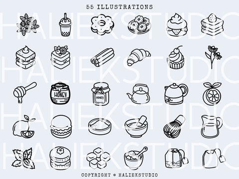 Cute Tea Time SVG Design Set SVG HalieKStudio 