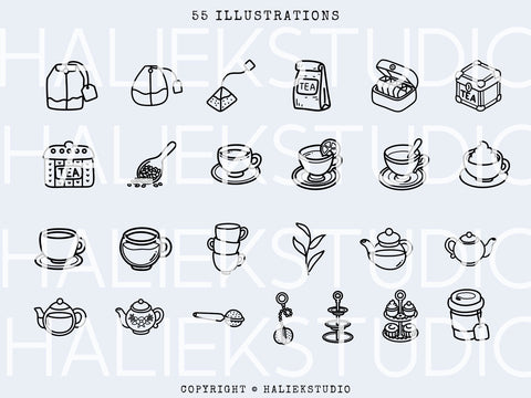 Cute Tea Time SVG Design Set SVG HalieKStudio 