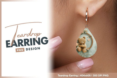 Cute teddy bear floral circle illustration Sublimation Regulrcrative 