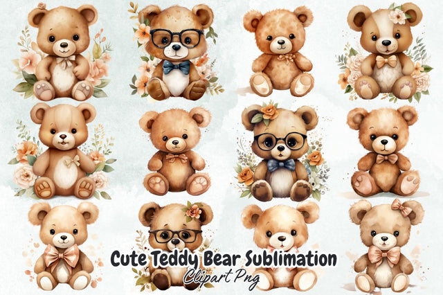 Cute Teddy Bear Sublimation Clipart Bundle Sublimation Designangry 