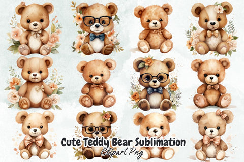 Cute Teddy Bear Sublimation Clipart Bundle Sublimation Designangry 