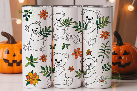 Cute Teddy Bear Tumbler Wrap Sublimation PixelChick 