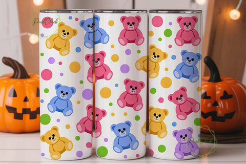 Cute Teddy Bears 20oz Tumbler Wrap Sublimation PixelChick 
