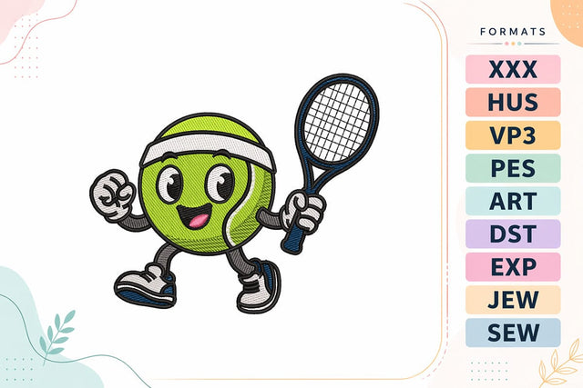 Cute Tennis Ball Player Sports Embroidery Design Embroidery/Applique DESIGNS sg embroidery 