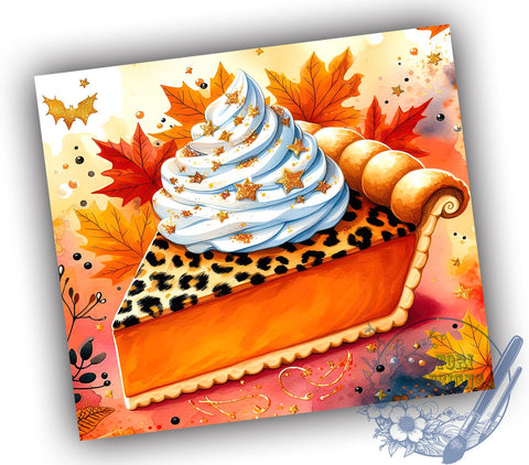 Cute Thanksgiving Tumbler, Pumpkin Pie Design, Leopard Print Tumbler, Fall Sublimation, Holiday Gift, Autumn Decor, Personalized Drinkware, Thanksgiving Wrap Design Sublimation ToriDesigns 