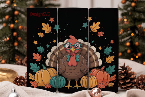 Cute Thanksgiving Turkey 20oz Tumbler Sublimation DesignSVG 