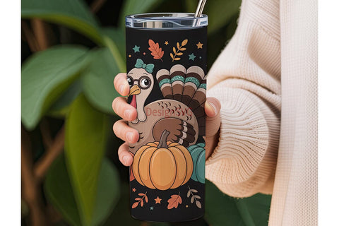 Cute Thanksgiving Turkey 20oz Tumbler Sublimation DesignSVG 