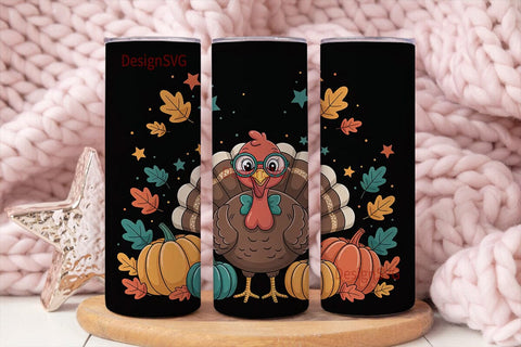 Cute Thanksgiving Turkey 20oz Tumbler Sublimation DesignSVG 