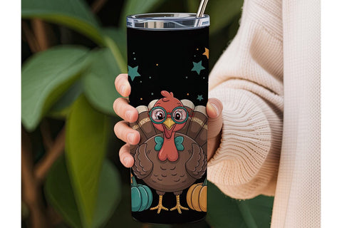 Cute Thanksgiving Turkey 20oz Tumbler Sublimation DesignSVG 
