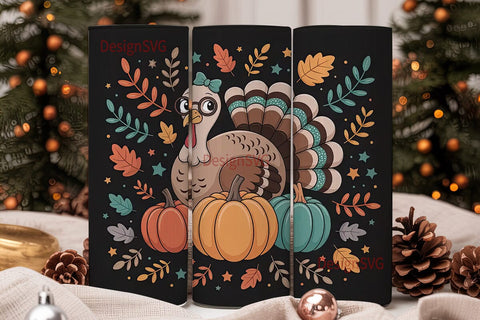 Cute Thanksgiving Turkey 20oz Tumbler Sublimation DesignSVG 
