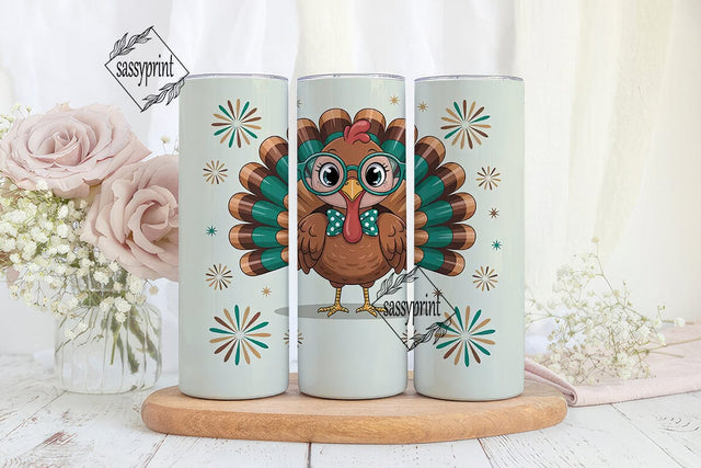 Cute Thanksgiving Turkey 20oz Tumbler Sublimation sassyprint 