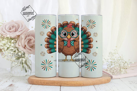 Cute Thanksgiving Turkey 20oz Tumbler Sublimation sassyprint 