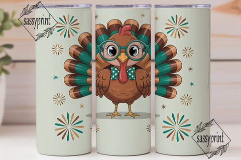 Cute Thanksgiving Turkey 20oz Tumbler Sublimation sassyprint 