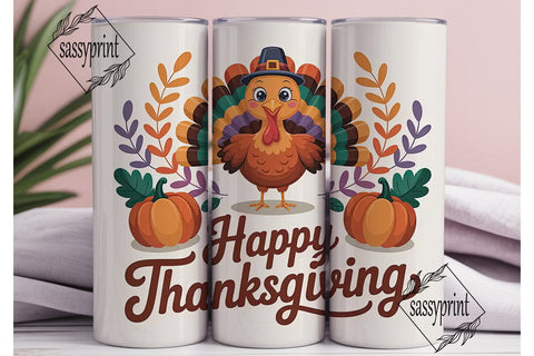 Cute Thanksgiving Turkey 20oz Tumbler Sublimation sassyprint 