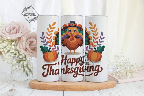 Cute Thanksgiving Turkey 20oz Tumbler Sublimation sassyprint 