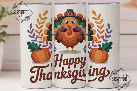 Cute Thanksgiving Turkey 20oz Tumbler Sublimation sassyprint 
