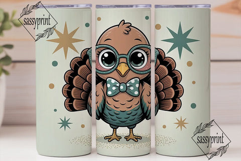 Cute Thanksgiving Turkey 20oz Tumbler Sublimation sassyprint 