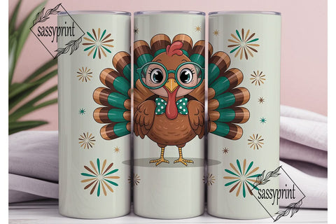 Cute Thanksgiving Turkey 20oz Tumbler Sublimation sassyprint 
