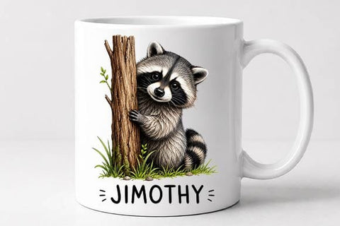 Cute Tree Hugging Raccoon PNG | Woodland Animal Sublimation Design SVG BillahCrafts 