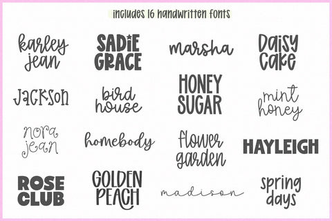 Cute Trendy Font Bundle - 16 Handwritten Fonts Font KA Designs 