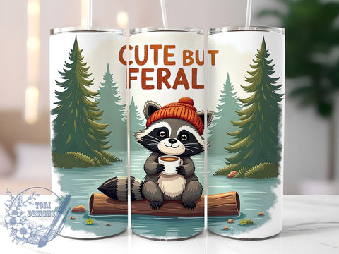 Cute Tumbler, Feral Design, Sublimation PNG, Animal Lover Gift, Whimsical Art, 20 oz Tumbler, Nature Decor, Fun Craft Sublimation ToriDesigns 