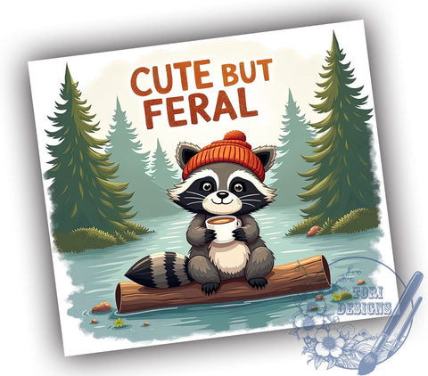 Cute Tumbler, Feral Design, Sublimation PNG, Animal Lover Gift, Whimsical Art, 20 oz Tumbler, Nature Decor, Fun Craft Sublimation ToriDesigns 