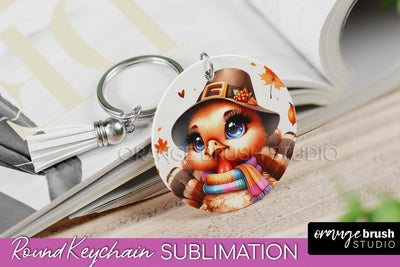 Cute Turkey Keychain Sublimation - Thanksgiving Keychain Sublimation OrangeBrushStudio 