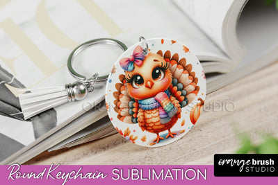 Cute Turkey Keychain Sublimation - Thanksgiving Keychain Sublimation OrangeBrushStudio 