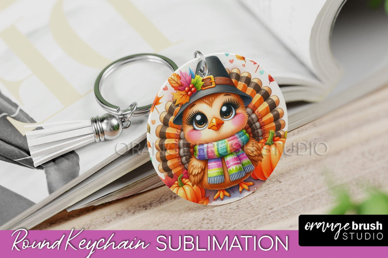 Cute Turkey Keychain Sublimation - Thanksgiving Keychain Sublimation OrangeBrushStudio 