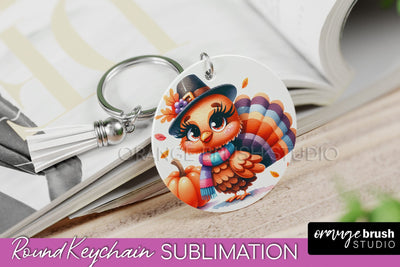 Cute Turkey Keychain Sublimation - Thanksgiving Keychain Sublimation OrangeBrushStudio 