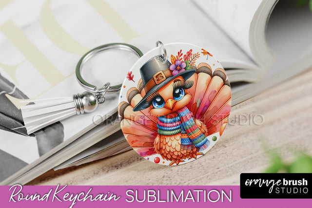 Cute Turkey Keychain Sublimation - Thanksgiving Keychain Sublimation OrangeBrushStudio 