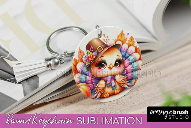 Cute Turkey Keychain Sublimation - Thanksgiving Keychain Sublimation OrangeBrushStudio 