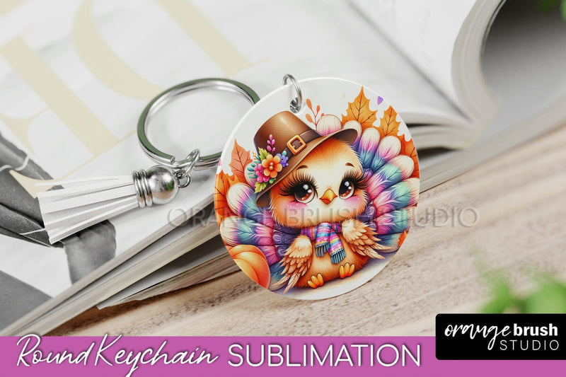 Cute Turkey Keychain Sublimation - Thanksgiving Keychain Sublimation OrangeBrushStudio 