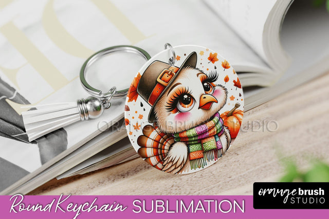 Cute Turkey Keychain Sublimation - Thanksgiving Keychain Sublimation OrangeBrushStudio 