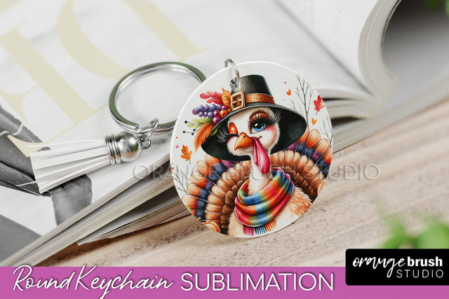 Cute Turkey Keychain Sublimation - Thanksgiving Keychain Sublimation OrangeBrushStudio 