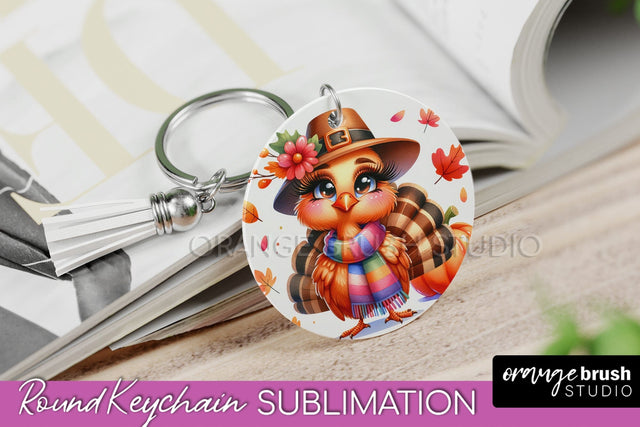 Cute Turkey Keychain Sublimation - Thanksgiving Keychain Sublimation OrangeBrushStudio 