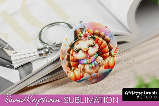 Cute Turkey Keychain Sublimation - Thanksgiving Keychain Sublimation OrangeBrushStudio 