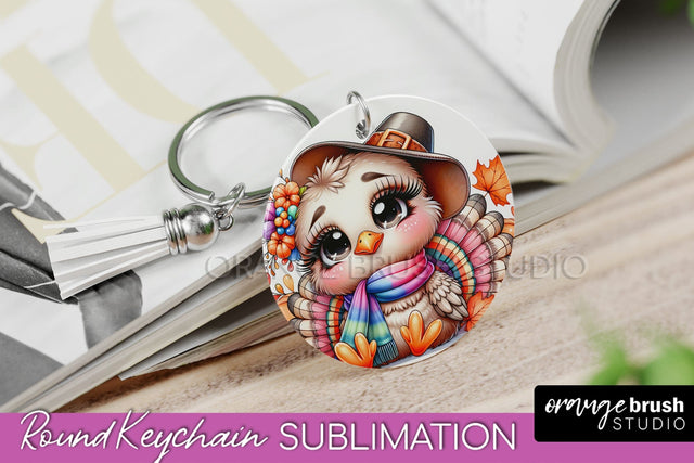 Cute Turkey Keychain Sublimation - Thanksgiving Keychain Sublimation OrangeBrushStudio 