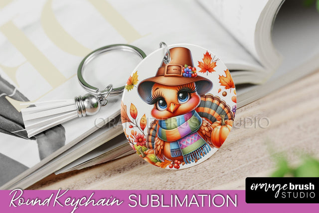 Cute Turkey Keychain Sublimation - Thanksgiving Keychain Sublimation OrangeBrushStudio 