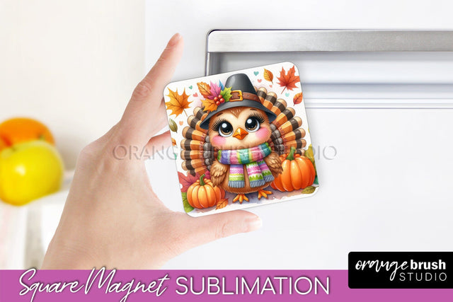 Cute Turkey Magnet Sublimation - Thanksgiving Magnet PNG Sublimation OrangeBrushStudio 