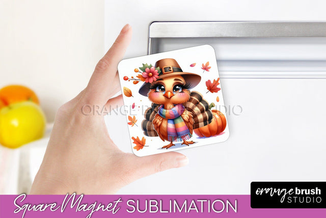 Cute Turkey Magnet Sublimation - Thanksgiving Magnet PNG Sublimation OrangeBrushStudio 