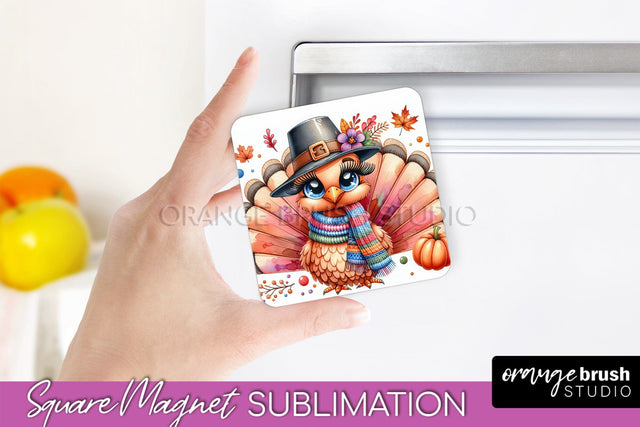 Cute Turkey Magnet Sublimation - Thanksgiving Magnet PNG Sublimation OrangeBrushStudio 