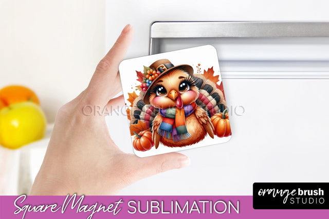 Cute Turkey Magnet Sublimation - Thanksgiving Magnet PNG Sublimation OrangeBrushStudio 