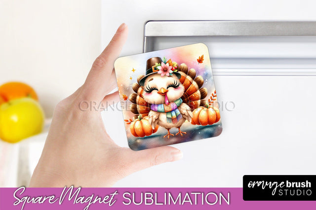 Cute Turkey Magnet Sublimation - Thanksgiving Magnet PNG Sublimation OrangeBrushStudio 