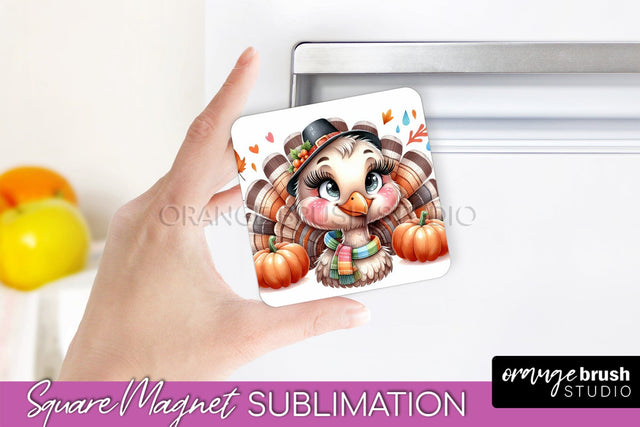 Cute Turkey Magnet Sublimation - Thanksgiving Magnet PNG Sublimation OrangeBrushStudio 