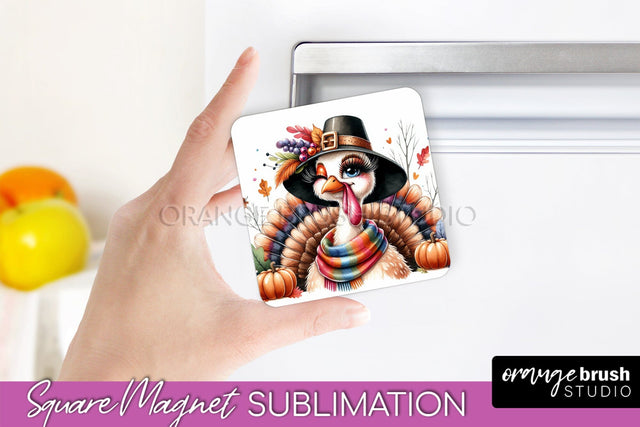 Cute Turkey Magnet Sublimation - Thanksgiving Magnet PNG Sublimation OrangeBrushStudio 