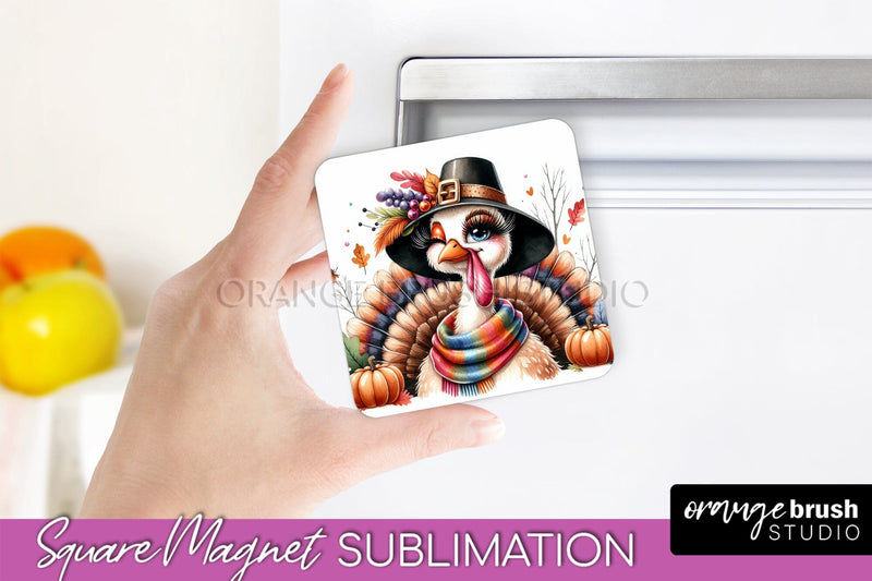Cute Turkey Magnet Sublimation - Thanksgiving Magnet PNG Sublimation OrangeBrushStudio 