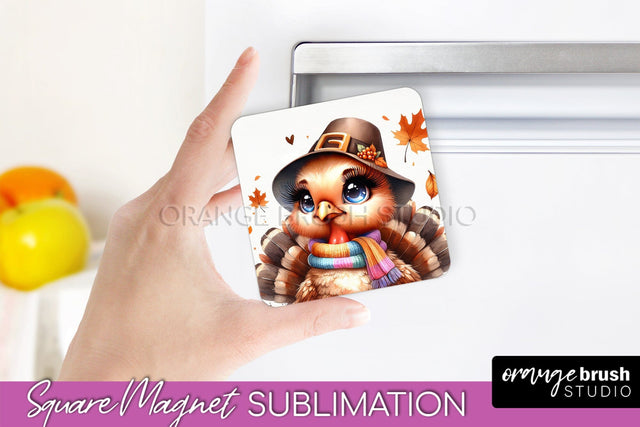 Cute Turkey Magnet Sublimation - Thanksgiving Magnet PNG Sublimation OrangeBrushStudio 