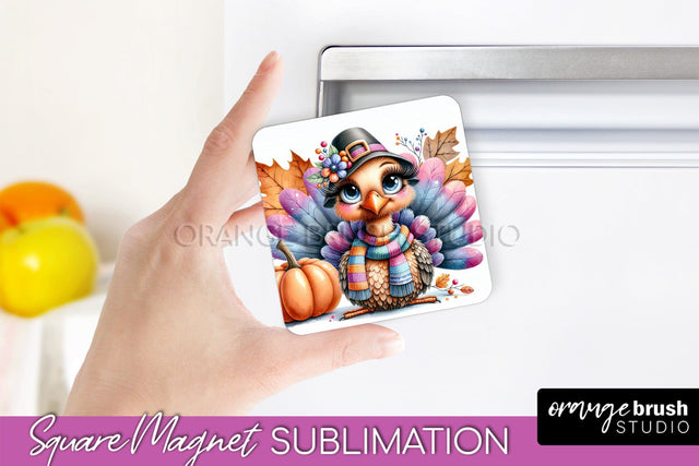 Cute Turkey Magnet Sublimation - Thanksgiving Magnet PNG Sublimation OrangeBrushStudio 