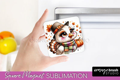 Cute Turkey Magnet Sublimation - Thanksgiving Magnet PNG Sublimation OrangeBrushStudio 